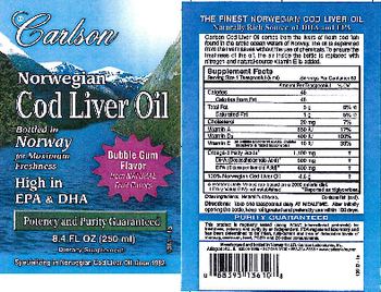 Carlson Norwegian Cod Liver Oil Bubble Gum Flavor - supplement