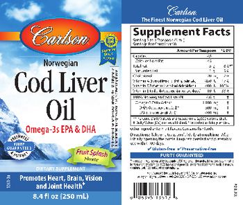 Carlson Norwegian Cod Liver Oil Fruit Splash Flavor - supplement