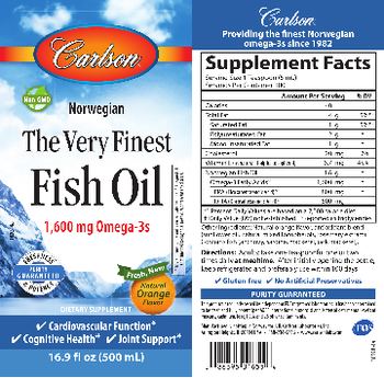 Carlson Norwegian The Very Finest Fish Oil Natural Orange Flavor - supplement