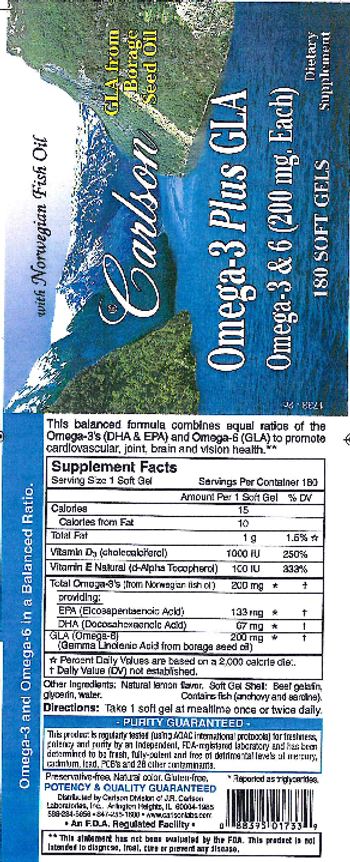 Carlson Omega-3 Plus GLA - supplement
