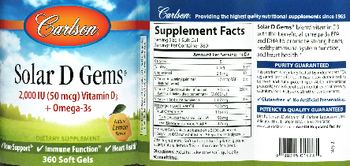 Carlson Solar D Gems 2,000 IU (50 mcg) Natural Lemon Flavor - supplement