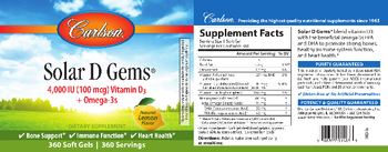 Carlson Solar D Gems 4,000 IU (100 mcg) Natural Lemon Flavor - supplement