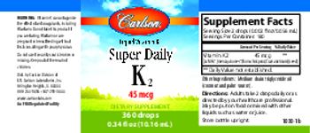 Carlson Super Daily K2 45 mcg - supplement