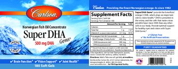 Carlson Super DHA Gems 500 mg DHA - supplement