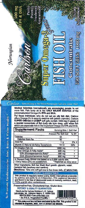 Carlson Super Omega-3 Fish Oil Concentrate Gems - supplement