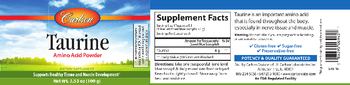 Carlson Taurine Amino Acid Powder - supplement