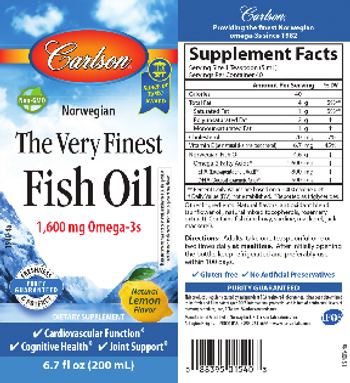 Carlson The Very Finest Fish Oil Natural Lemon Flavor - supplement