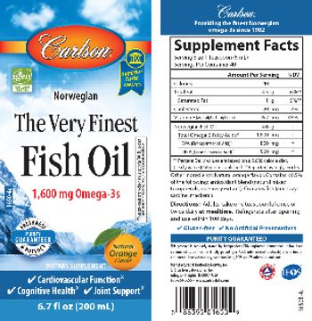 Carlson The Very Finest Fish Oil Natural Orange Flavor - supplement