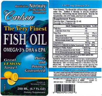 Carlson The Very Finest Fish Omega-3'S DHA & EPA - supplement