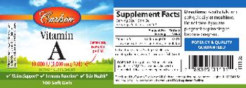 Carlson Vitamin A 10,000 IU (3,000 mcg RAE) - supplement