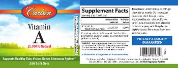Carlson Vitamin A 25,000 IU Natural - supplement