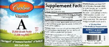 Carlson Vitamin A 25,000 IU with Pectin (7,500 mcg RAE) - supplement