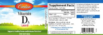 Carlson Vitamin D3 1,000 IU - supplement