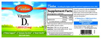 Carlson Vitamin D3 1,000 IU (25 mcg) - supplement