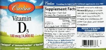Carlson Vitamin D3 100 mcg (4,000 IU) - supplement
