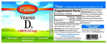 Carlson Vitamin D3 5,000 IU (125 mcg) - supplement