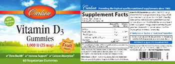 Carlson Vitamin D3 Gummies 1,000 IU (25 mcg) Natural Fruit Flavors - supplement