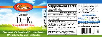 Carlson Vitamin D3 + K2 50 mcg (2,000 IU) & 90 mcg - supplement