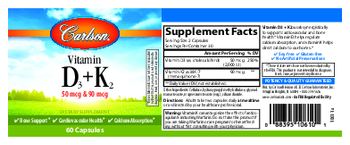 Carlson Vitamin D3 + K2 50 mcg & 90 mcg - supplement