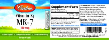 Carlson Vitamin K2 MK-7 180 mcg - supplement