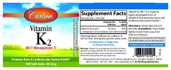 Carlson Vitamin K2 MK-7 (Menaquinone-7) 45 mcg - supplement