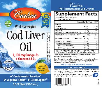 Carlson Wild Norwegian Cod Liver Oil Natural Lemon Flavor - supplement