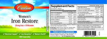 Carlson Women's Iron Restore 28 mg Iron + B Vitamins - supplement