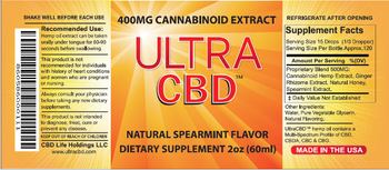 CBD Life Holdings LLC Ultra CBD Natural Spearmint Flavor - supplement