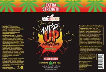 CBDXtreme Amp'd UP Energy Shot Mixed Berry - supplement