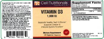 Cell Nutritionals Vitamin D3 1,000 IU - supplement