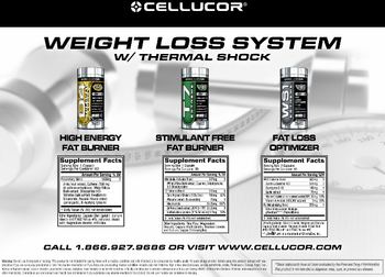 Cellucor Weight Loss System W/ Thermal Shock High Energy Fat Burner - 