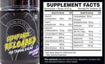 Centurion Labz God of Rage Reloaded Blue Raspberry Lemonade - supplement