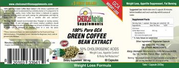 Choice Nutrition Supplements 100% Pure GCA Green Coffee Bean Extract - supplement