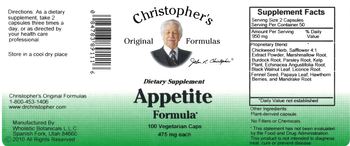 Christopher's Original Formulas Appetite Formula - supplement