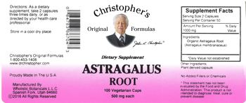 Christopher's Original Formulas Astragalus Root 500 mg - supplement
