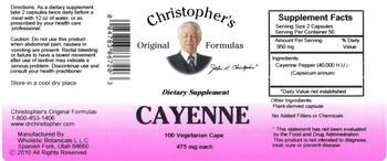 Christopher's Original Formulas Cayenne 475 mg - supplement