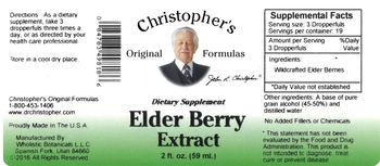 Christopher's Original Formulas Elder Berry Extract - supplement