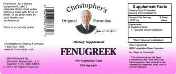 Christopher's Original Formulas Fenugreek 610 mg - supplement