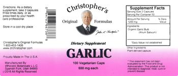 Christopher's Original Formulas Garlic 600 mg - supplement