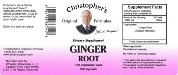 Christopher's Original Formulas Ginger Root 500 mg each - supplement