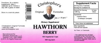 Christopher's Original Formulas Hawthorn Berry 600 mg - supplement