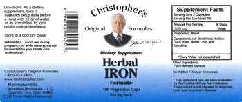 Christopher's Original Formulas Herbal Iron Formula - supplement