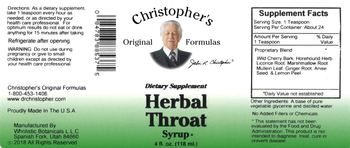 Christopher's Original Formulas Herbal Throat Syrup - supplement