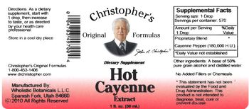 Christopher's Original Formulas Hot Cayenne Extract - supplement