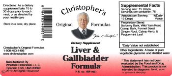 Christopher's Original Formulas Liver & Gallbladder Formula - supplement