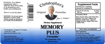 Christopher's Original Formulas Memory Plus Formula - supplement