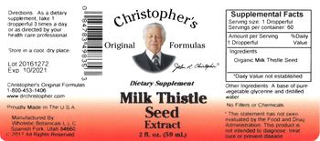 Christopher's Original Formulas Milk Thistle Seed Extract - supplement