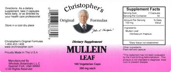 Christopher's Original Formulas Mullein Leaf 350 mg - supplement