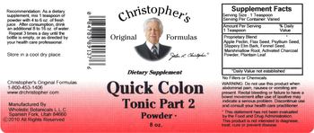 Christopher's Original Formulas Quick Colon Tonic Part 2 Powder - supplement