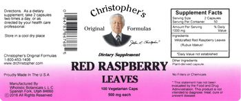 Christopher's Original Formulas Red Raspberry Leaves 500 mg - supplement